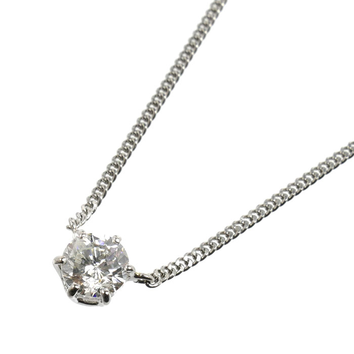 Pt850プラチナ プチ 一粒ダイヤ ネックレス ダイヤモンド1.00ct 4.8g 41cm【中古】