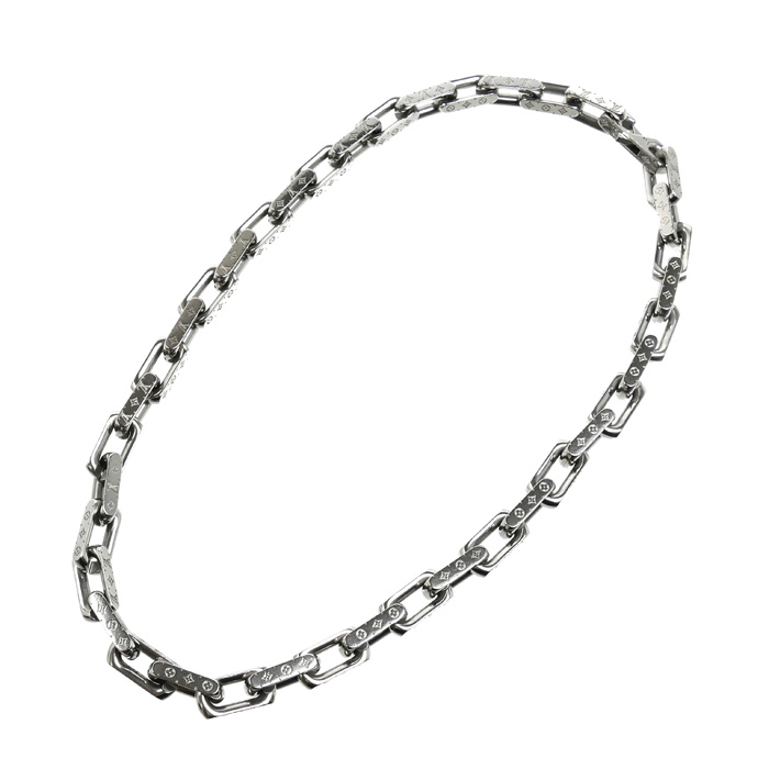 LOUIS VUITTON ルイ・ヴィトン メタル チェーン モノグラム  ネックレス M00307 54cm メンズ【中古】