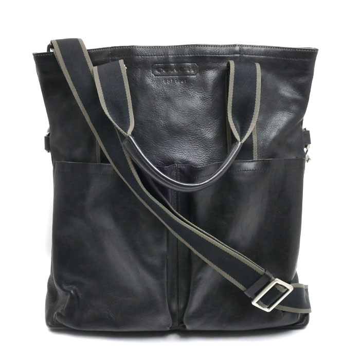 COACH コーチ ヘリテージ ウェブレザーフォルドオーバー 2Wayショルダーバッグ ブラック F70558 メンズ【中古】