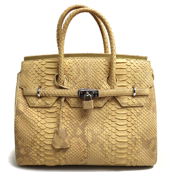 Python パイソン ハンドバッグ イエロー レディース【中古】