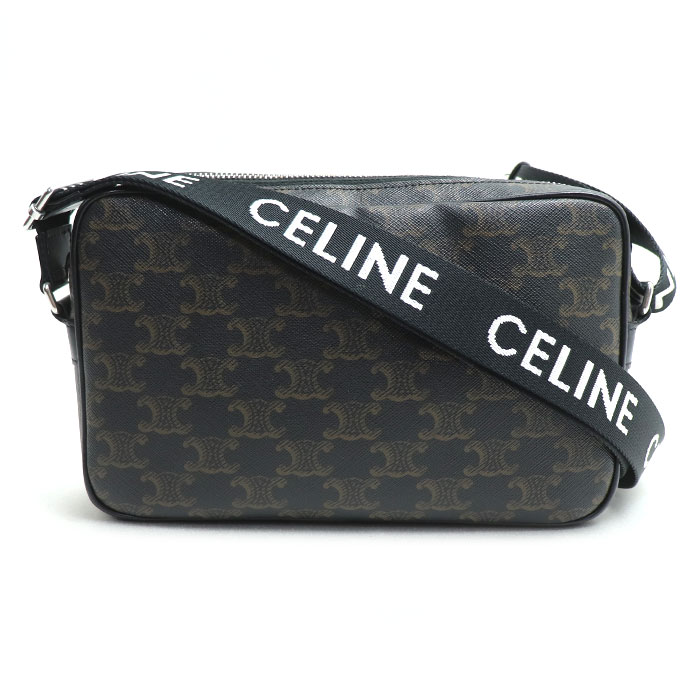CELINE セリーヌ トリオンフ ミディアム メッセンジャー ショルダーバッグ ブラック ブラウン 197202 レディース【中古】