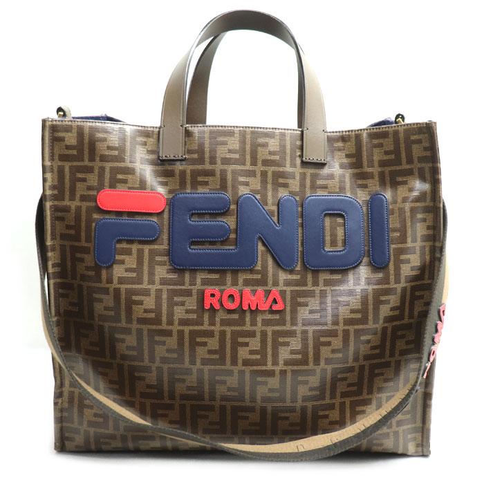 FENDI フェンディ FILAコラボ ズッカ柄 トートバッグ 2Wayショルダーバッグ ブラウン マルチ 8BM357 レディース【中古】