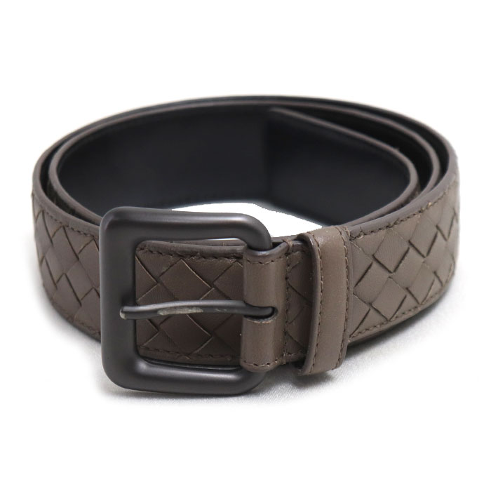 BOTTEGAVENETA ボッテガヴェネタ イントレチャート 85cm  ベルト グレージュ メンズ【中古】