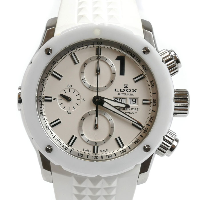 EDOX エドックス クロノオフショア 1 クロノ 腕時計 自動巻き ホワイト 01122-3BI-BIN メンズ【中古】