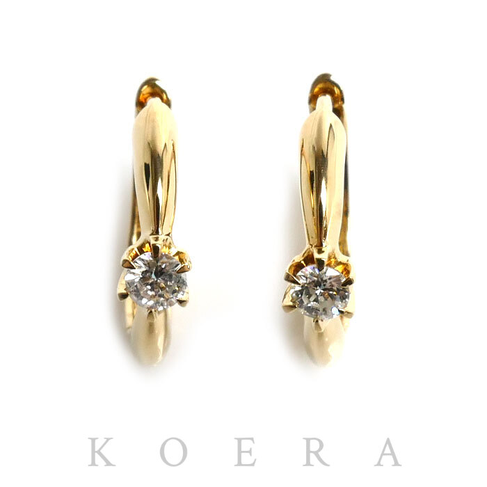 K18YG イエローゴールド ダイヤ ピアス ダイヤモンド0.1ct/0.1ct 2.4g レディース【中古】