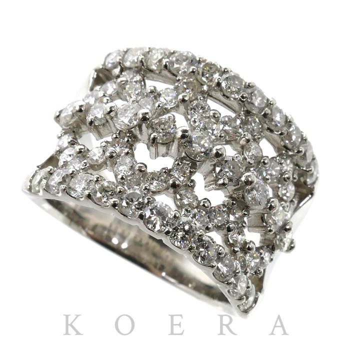 Pt900プラチナ リング・指輪 ダイヤモンド2.00ct 13号 14.2g 幅広 ユニセックス【中古】【美品】