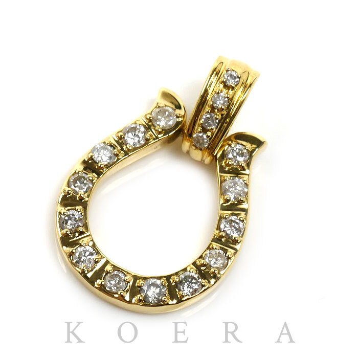 K18YG イエローゴールド ペンダントトップ ダイヤモンド0.30ct 1.6g 馬蹄 レディース【中古】