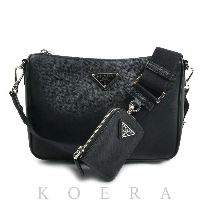 PRADA プラダ サフィアーノ ショルダーバッグ ブラック 2VH113 9Z2 DMP レディース【中古】【美品】