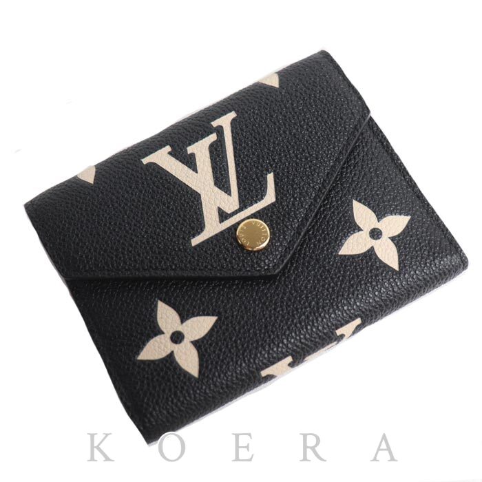 LOUIS VUITTON ルイ・ヴィトン ポルトフォイユ ヴィクトリーヌ 三つ折り財布 バイカラーアンプラント ノワール M80968 IC レディース【中古】【美品】