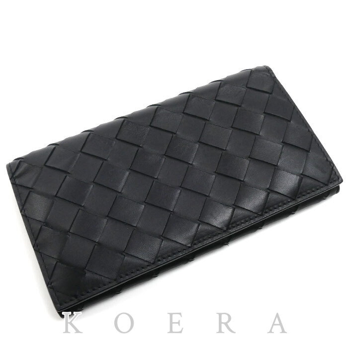 BOTTEGAVENETA ボッテガヴェネタ イントレチャート 札入れ 長財布 ブラック 635567 V3US1 8803  メンズ【中古】【美品】