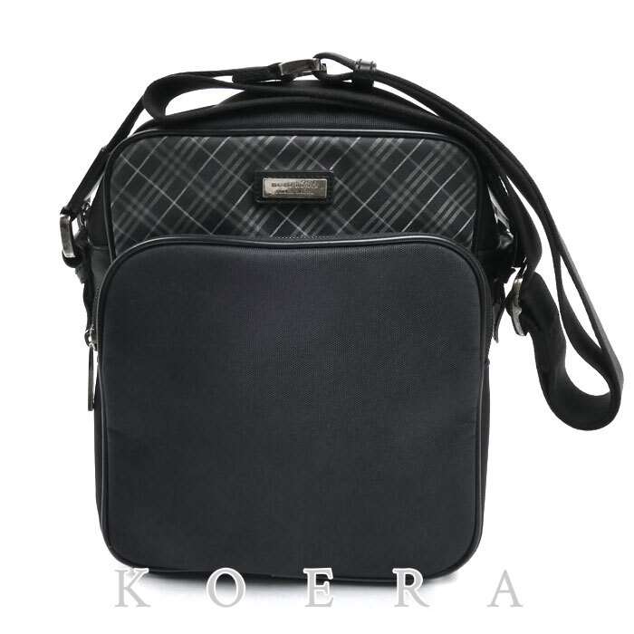 BURBERRY BLACK LABEL バーバリーブラックレーベル ノバチェック ショルダーバッグ ブラック メンズ【中古】