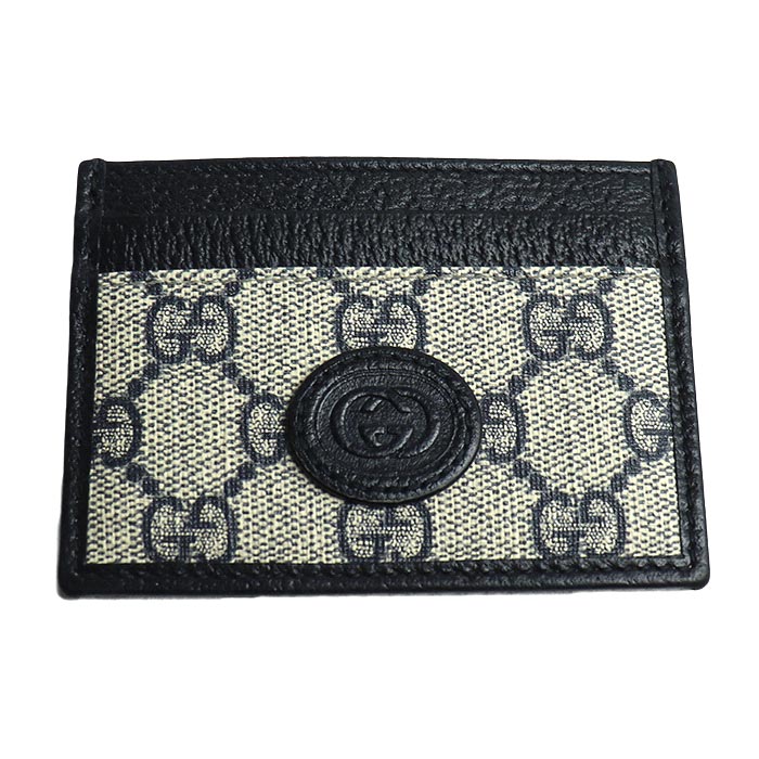 GUCCI グッチ GGスプリーム カードケース ネイビー ベージュ ‎673002 K9GSN 4075 メンズ【中古】【極美品】