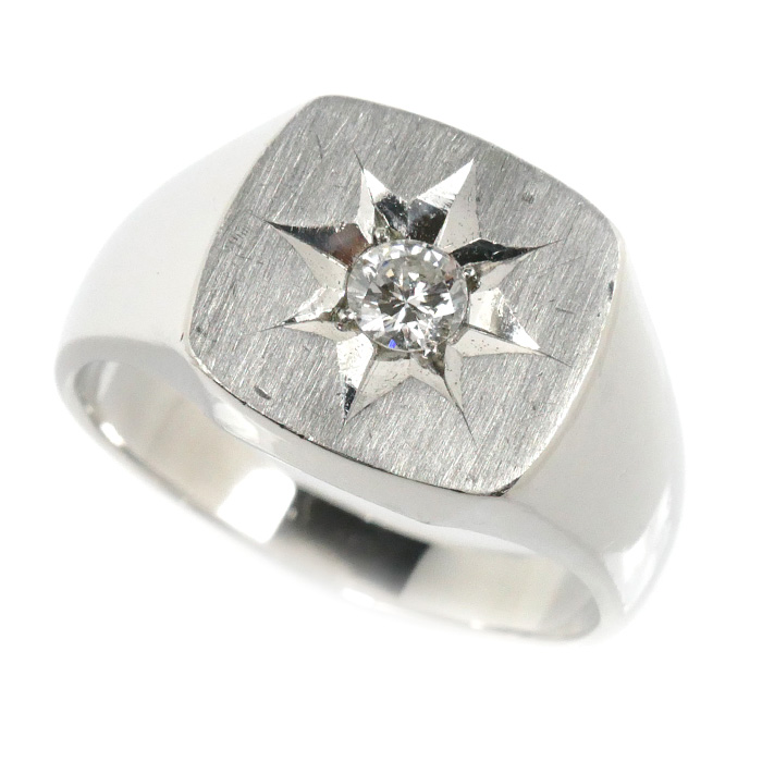 Pt900プラチナ 印台 ダイヤモンド リング・指輪 ダイヤモンド0.235ct 22号 18.1g メンズ【中古】