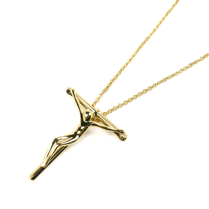 TIFFANY&Co. ティファニー K18YG イエローゴールド ロザリオ ネックレス 4.5g 45cm クロス レディース【中古】【美品】