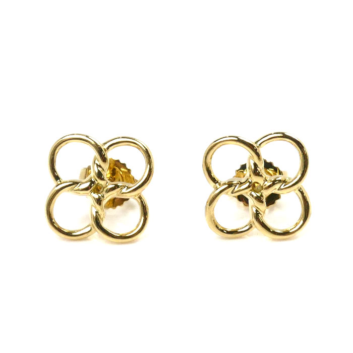 TIFFANY&Co. ティファニー K18YG イエローゴールド クアドロフォリオ  ピアス 3.0g レディース【中古】