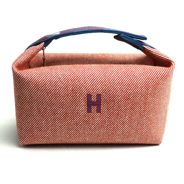 HERMES エルメス ブリッド ア ブラックGM トメット Ｈナッテ ポーチ レッド ホワイト ブルー 103641M レディース【中古】【美品】