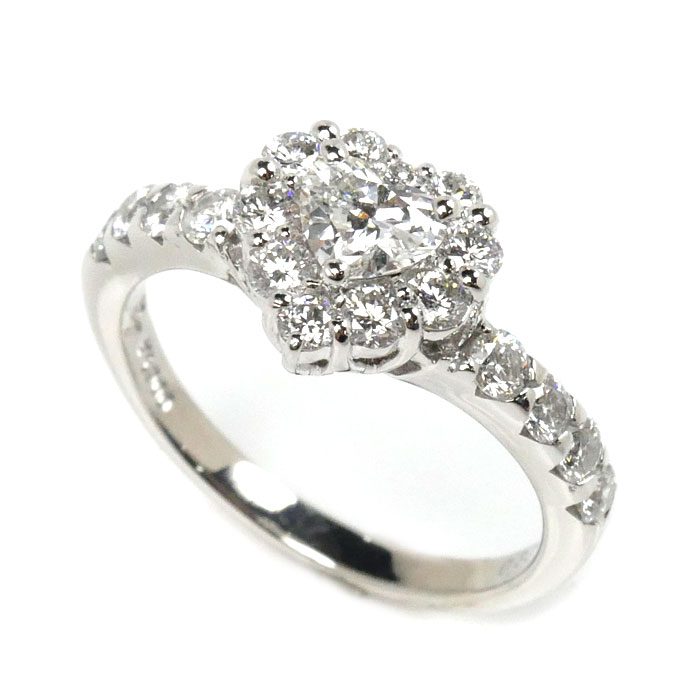 Ponte Vecchio ポンテヴェキオ Pt900プラチナ ハッピーハート  e01hh リング・指輪 GL0352E003WDMM ダイヤモンド0.312ct/0.72ct 10号 4.3g レディース【中古】【美品】