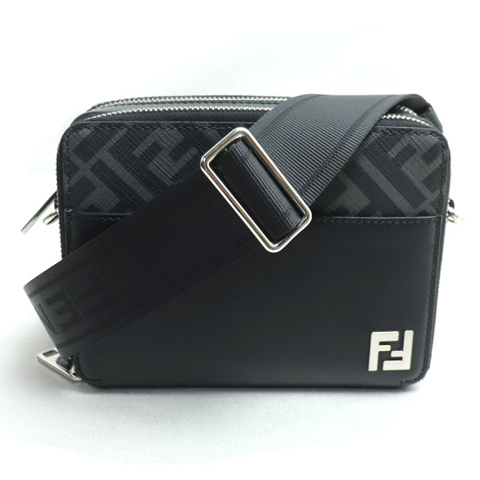 FENDI フェンディ スクエアFF オーガナイザー カメラケース ショルダーバッグ ブラック 7M0357AFF2F0GXN メンズ【中古】