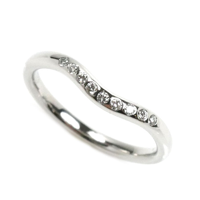 TIFFANY&Co. ティファニー Pt950プラチナ カーブド バンド リング・指輪 60016939 ダイヤモンド 9号 3.1g レディース【中古】【美品】