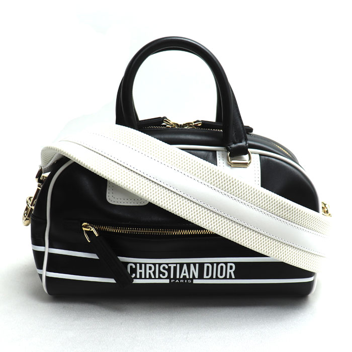 Christian Dior クリスチャンディオール DIOR ヴァイブ スモールボウリングバッグ 2Wayショルダーバッグ ブラック ホワイト M6209OOBR レディース【中古】
