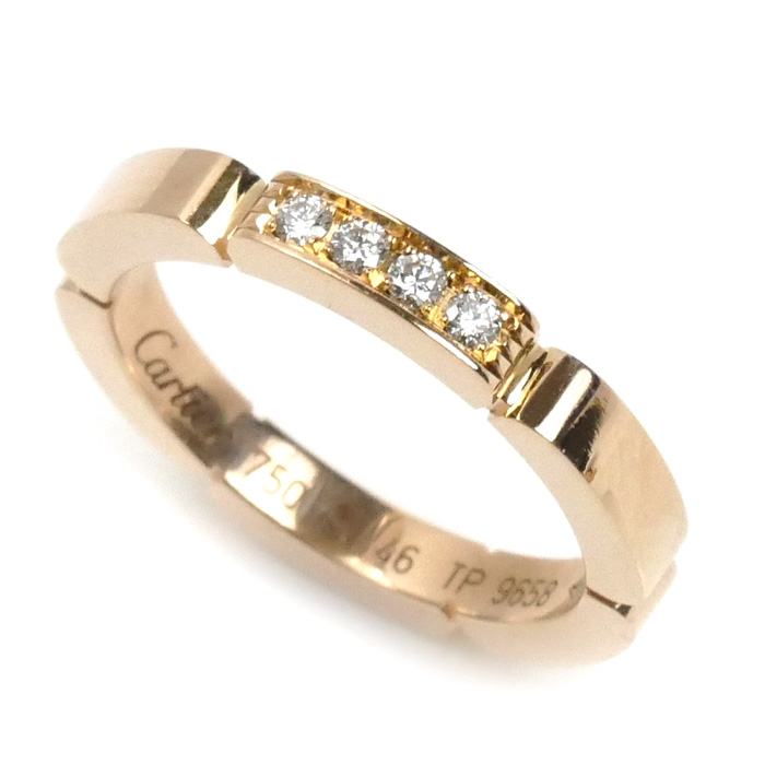 CARTIER カルティエ K18PG ピンクゴールド マイヨンパンテール 4Pダイヤ リング・指輪 B4080546 ダイヤモンド 6号 46 3.4g レディース【中古】