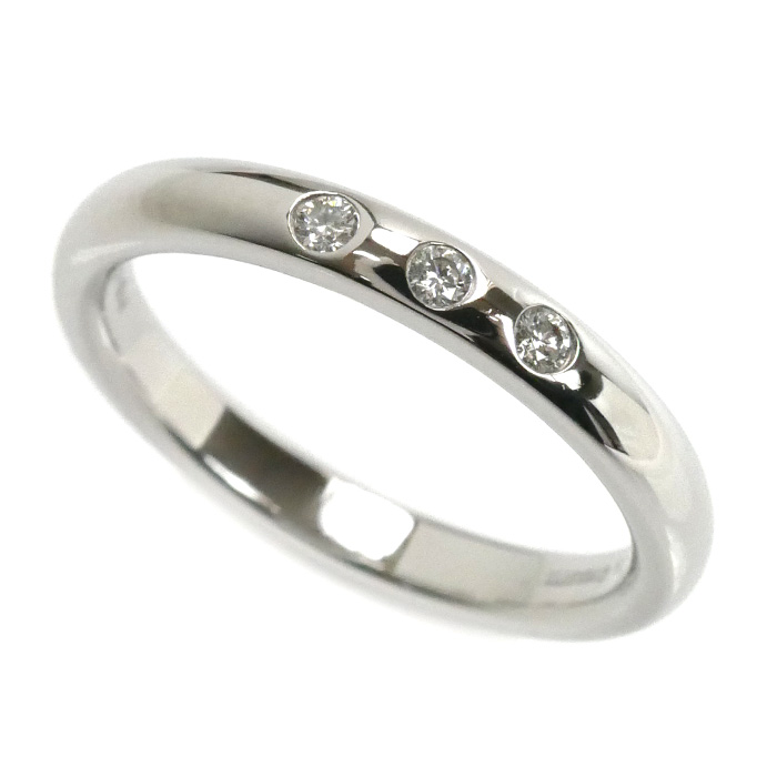 TIFFANY&Co. ティファニー Pt950プラチナ スタッキングバンド 3Pダイヤ リング・指輪 60017086 13号 5.8g レディース【中古】【美品】