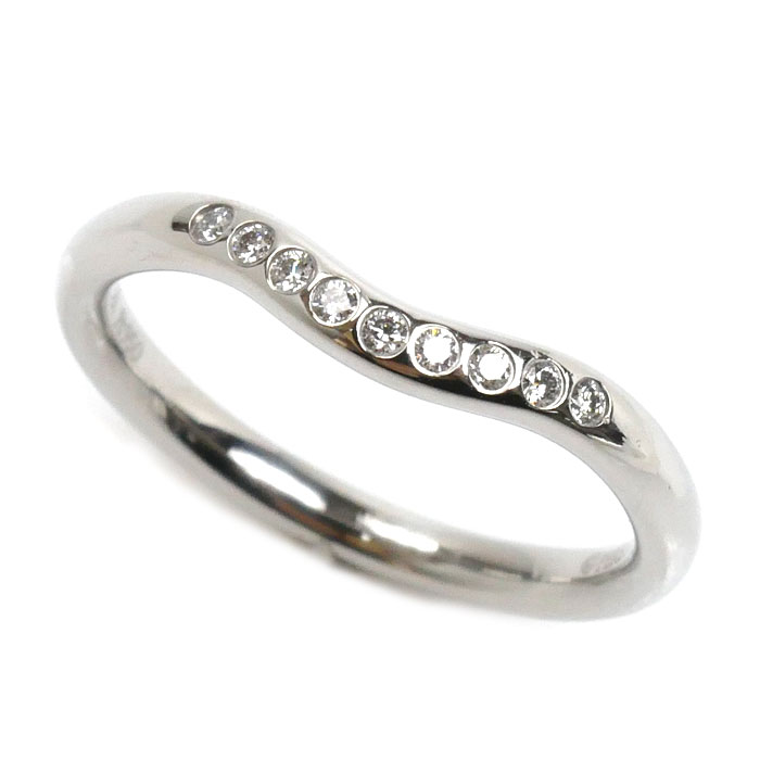 TIFFANY&Co. ティファニー Pt950プラチナ カーブドバンド 9Pダイヤ リング・指輪 60016940 ダイヤモンド 10号 3.7g レディース【中古】【美品】