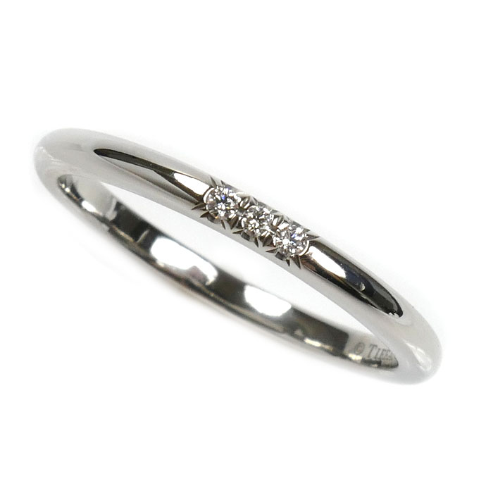 TIFFANY&Co. ティファニー Pt950プラチナ クラシックバンドリング 3Pダイヤ リング・指輪 61000968 ダイヤモンド 14号 3.6g レディース【中古】【美品】