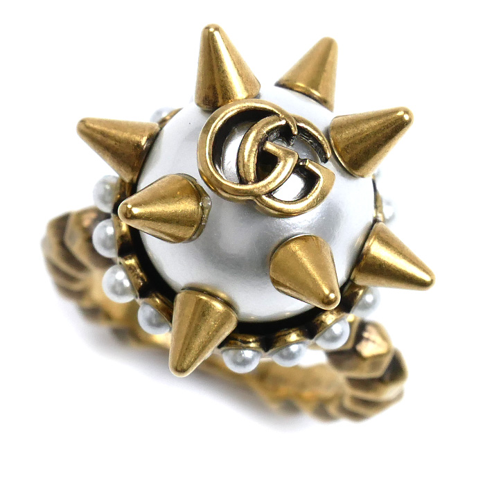 GUCCI グッチ メタル GGグラスパール リング・指輪 582608 9.5号 レディース【中古】