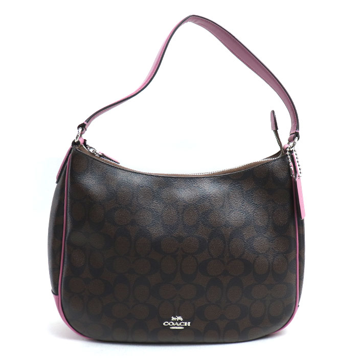 COACH コーチ シグネチャー ワンショルダー ハンドバッグ ブラウン パープル F29209 レディース【中古】