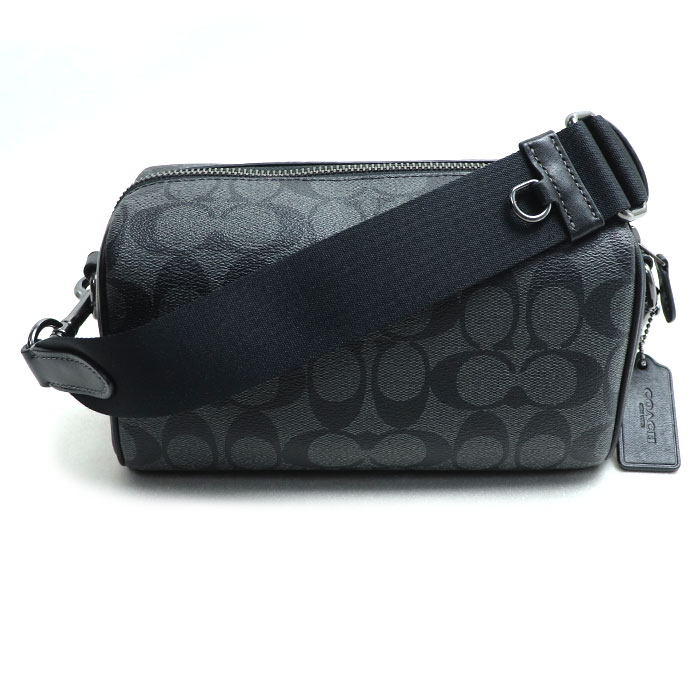 COACH コーチ アクセル クロスボディー シグネチャー ショルダーバッグ チャコール/ブラック CJ674 QBO4G  メンズ【中古】【美品】
