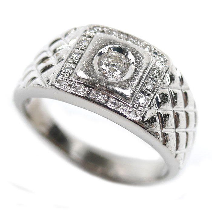 Pt900プラチナ リング・指輪 ダイヤモンド0.25ct 20号 12.5g メンズ【中古】