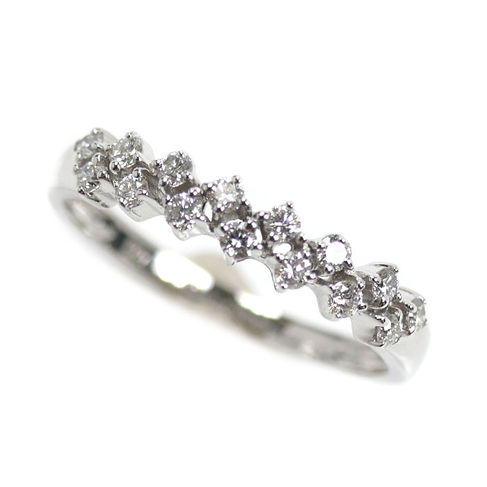 K18WG ホワイトゴールド リング・指輪 ダイヤモンド0.25ct 14号 1.9g レディース【中古】