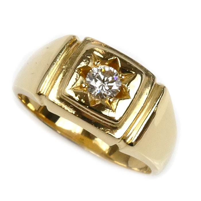 K18YG イエローゴールド リング・指輪 ダイヤモンド0.30ct 20号 11.0g メンズ【中古】