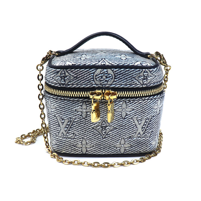 LOUIS VUITTON ルイ・ヴィトン モノグラム・ラミネーテッド ジャガード ミクロ バニティ ショルダーバッグ ネイビー M82467 レディース【中古】【美品】