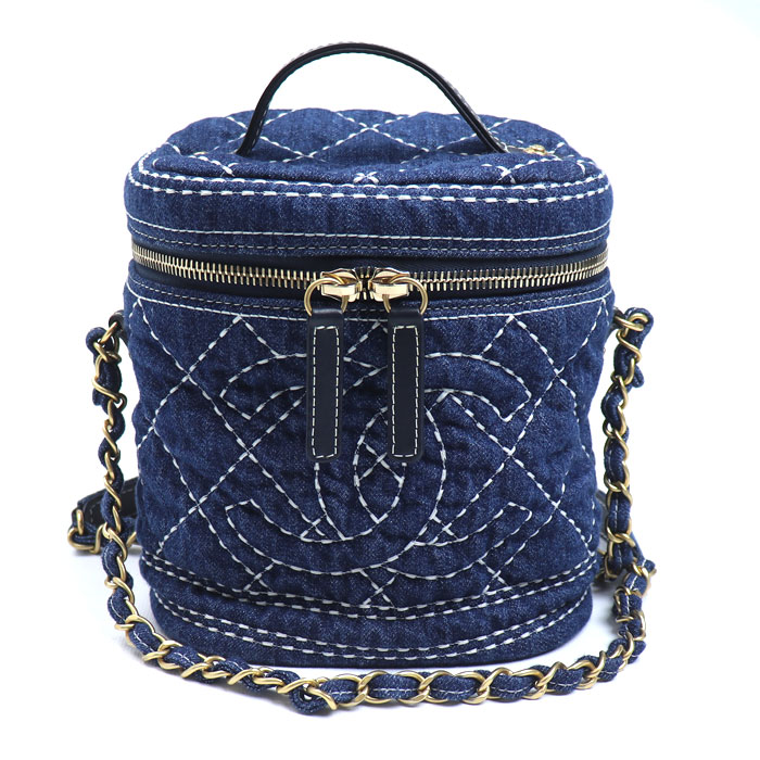 CHANEL シャネル チェーンショルダー バニティバッグ デニム ココマーク ショルダーバッグ ブルー AS1336 2020年クルーズコレクション レディース【中古】【美品】