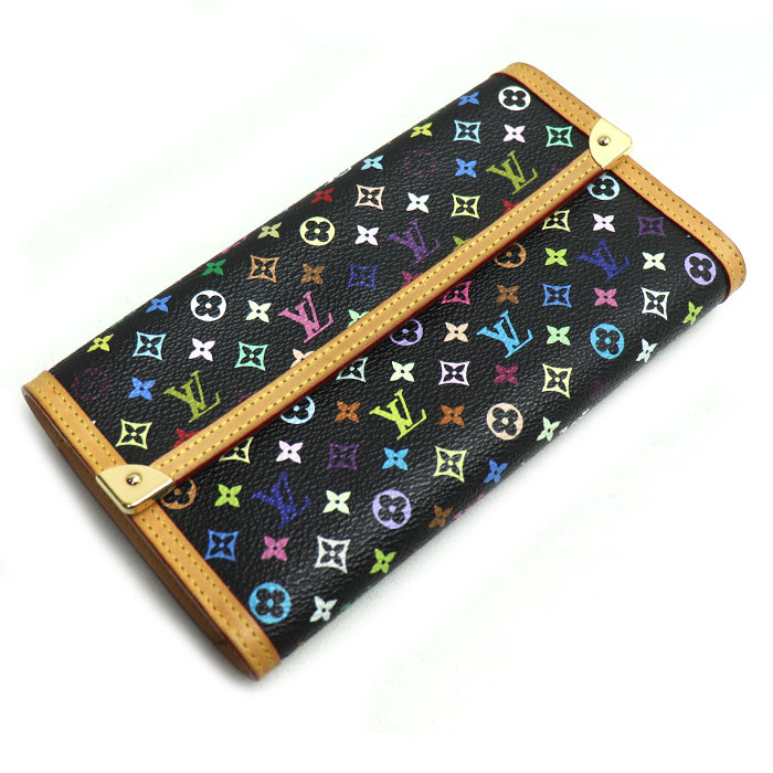 LOUIS VUITTON ルイ・ヴィトン ポルトトレゾール インターナショナル 長財布 ブラック マルチカラー M92658  レディース【中古】