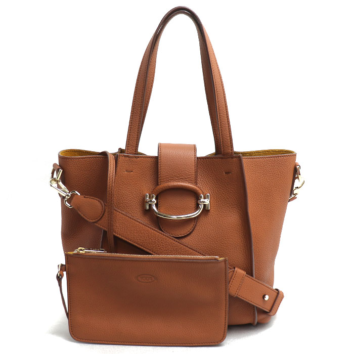 TOD’S トッズ Tリング 2Wayショルダーバッグ ブラウン レディース【中古】