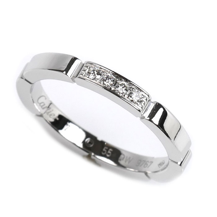 CARTIER カルティエ K18WG ホワイトゴールド マイヨンパンテール 4Pダイヤ リング・指輪 B4080455 ダイヤモンド 14.5号 55 4.4g レディース【中古】【美品】