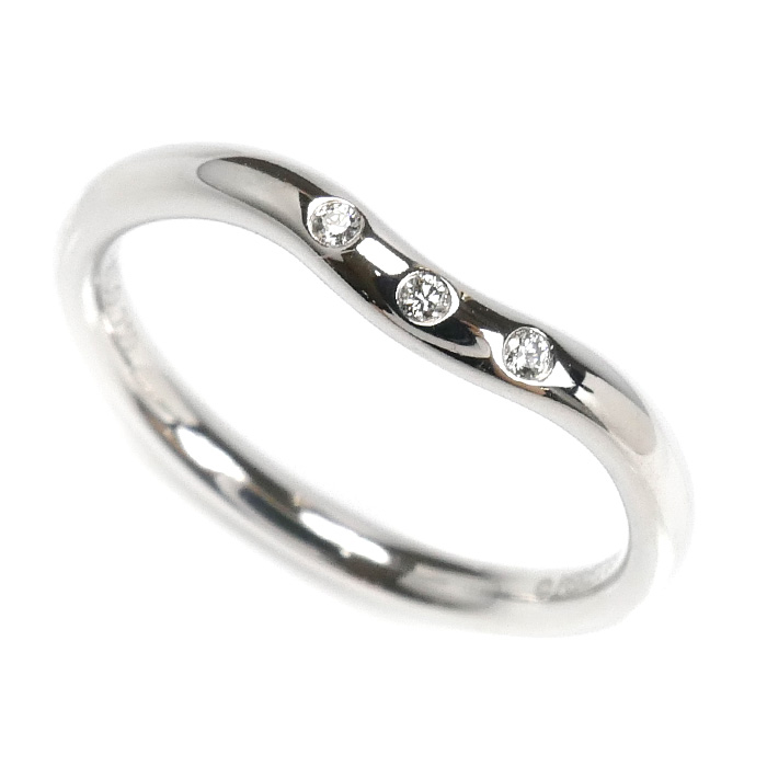 TIFFANY&Co. ティファニー K18WG ホワイトゴールド カーブドバンド 3Pダイヤ リング・指輪 ダイヤモンド 9号 3.1g レディース【中古】