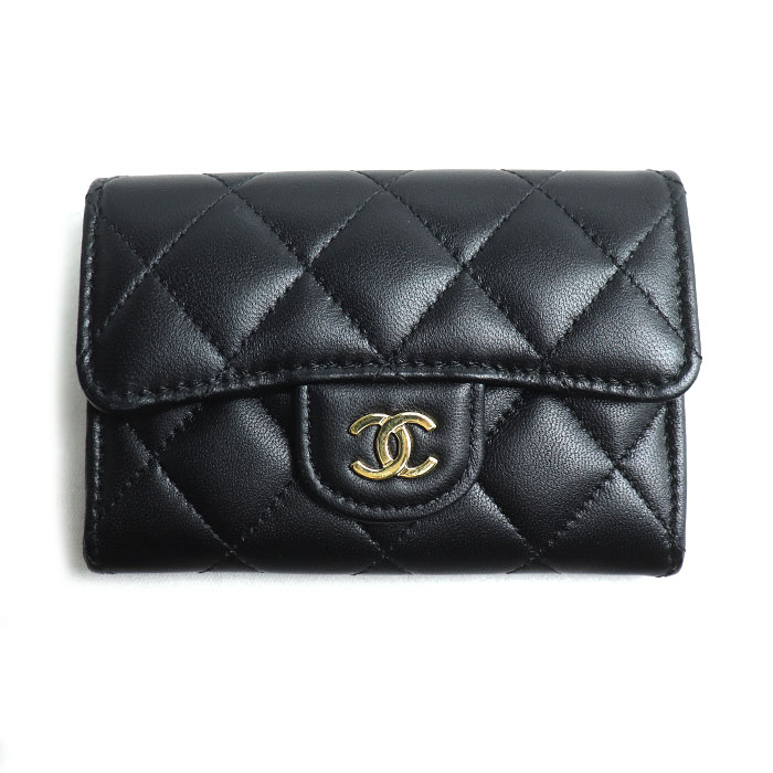 CHANEL シャネル マトラッセ ラムスキン クラシック カードケース ブラック AP0214 Y01295 C3906 レディース【中古】【美品】