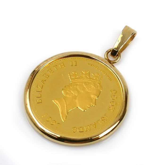 999.9/K18(枠) ダイアナ妃コイン 1/10OZ  ペンダントトップ 3.6g ユニセックス【中古】