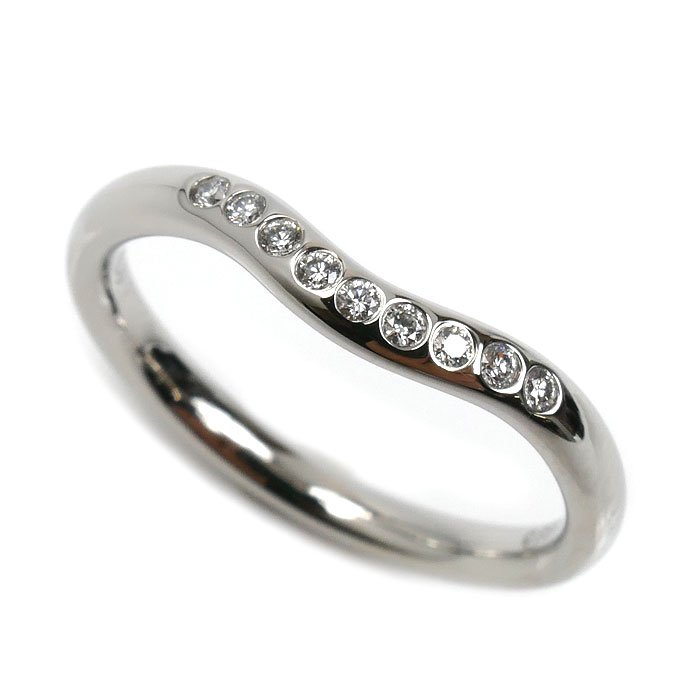 TIFFANY&Co. ティファニー Pt950プラチナ カーブド ダイヤ リング・指輪 60016939 ダイヤモンド 9号 3.4g レディース【中古】【美品】