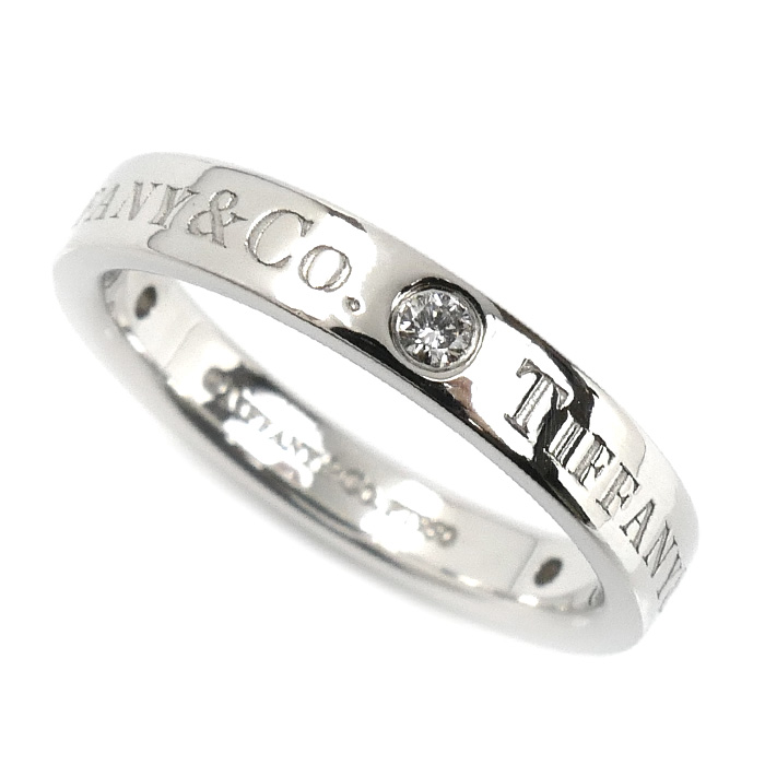 TIFFANY&Co. ティファニー Pt950プラチナ フラットバンド 3Pダイヤ リング・指輪 ダイヤモンド 7.5号 5.0g レディース【中古】【美品】