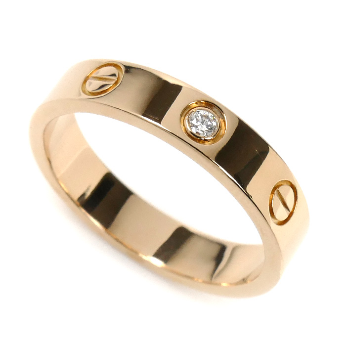 CARTIER カルティエ K18PG ピンクゴールド ミニラブ 1Pダイヤ リング・指輪 ダイヤモンド 13号 53 4.5g レディース【中古】【美品】