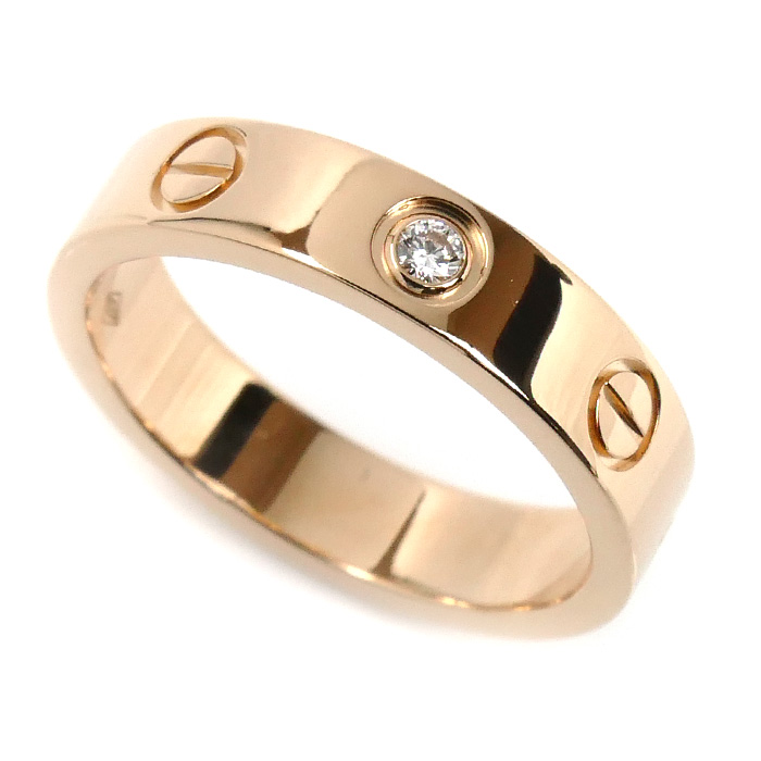 CARTIER カルティエ K18PG ピンクゴールド ミニラブ 1Pダイヤ リング・指輪 B4050748 ダイヤモンド 8号 48 4.1g レディース【中古】【美品】