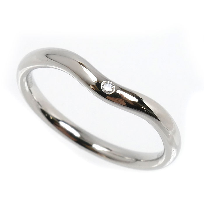 TIFFANY&Co. ティファニー Pt950プラチナ カーブド バンド 1Pダイヤ リング・指輪 60016820 ダイヤモンド 11号 3.7g レディース【中古】【美品】