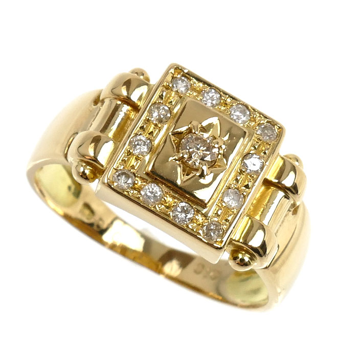 K18YG イエローゴールド リング・指輪 ダイヤモンド0.10ct/0.10ct 19号 4.9g メンズ【中古】