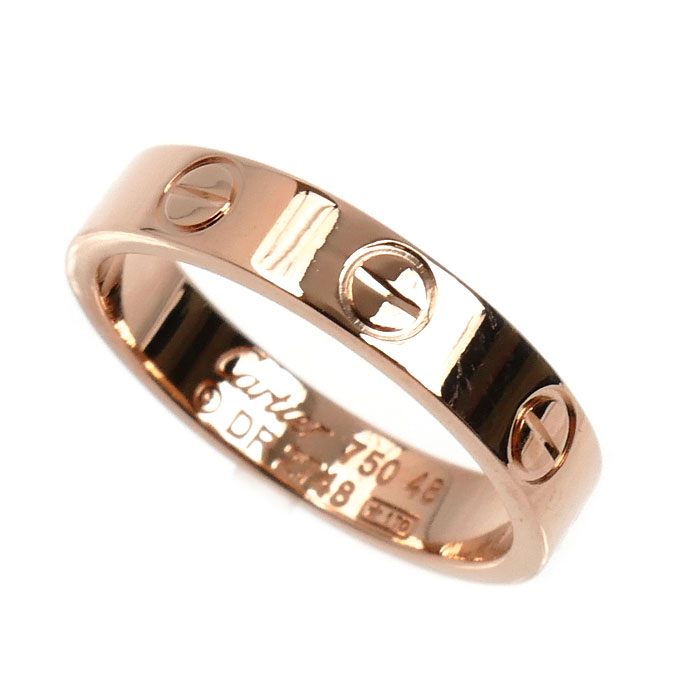 CARTIER カルティエ K18PG ピンクゴールド ミニラブ リング・指輪 8号 48 3.4g レディース【中古】【美品】