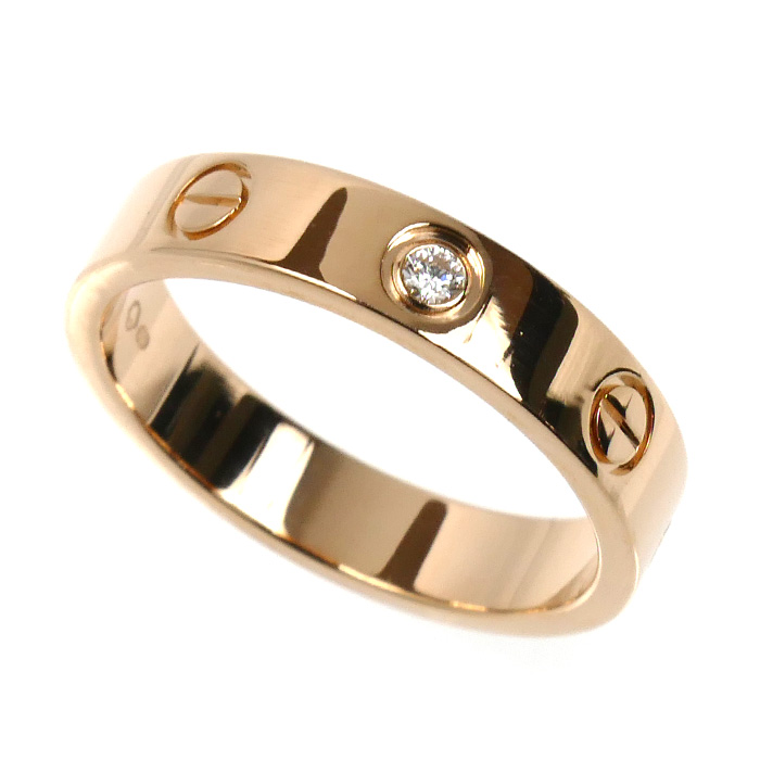 CARTIER カルティエ K18PG ピンクゴールド ミニラブ 1Pダイヤ リング・指輪 B4050752 ダイヤモンド 12号 52 4.4g レディース【中古】【美品】